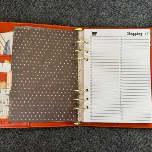 Vibrant Orange Leather Journal with Gold Rings - Picture 5 of 16